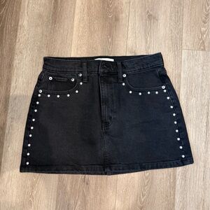 Abercrombie & Fitch Black Denim Studded Mini Skirt